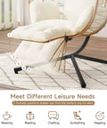 Close-up of Hanging Egg Chair With Five Level Adjustable Footrest And Stand Wicker Rattan Swing Hammock Chair