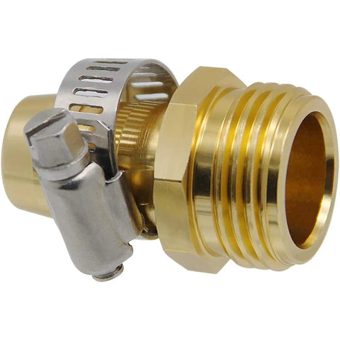 Durable Garden Hose Repair Kit For 3/4 And 5/8 Inch Hoses With Rust Resistant Aluminum Male Female Connectors, Stainless Steel Clamps And Extra Washers To Fix Leaks Fast On Faucets Or Sprinklers. Brass hose repair connector with stainless steel clamp
