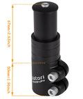 Adjustable One And One Eighth Inch Handlebar Stem Riser For Mountain Bikes, Raises Up To Seventy Eight Millimeters For A Higher Hand Position, Compatible With Twenty Eight Point Six Millimeter Fork Steerers, Easy Install, No Fuss, black aluminum part with height measurements labeled in orange