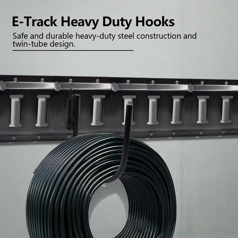 Heavy Duty E-Track J Hooks 5 Inch Set For Cargo Tie Down Systems In Trucks Trailers And Vans, mounted on E-Track rail