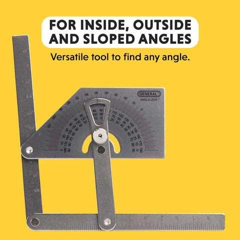 Stainless Steel Protractor And Angle Finder 0 To 180 Degrees For Inside Outside And Sloped Angles, Four Piece Sturdy Design