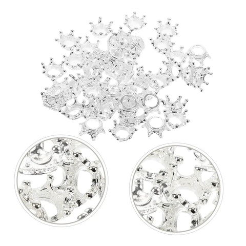 60 Pcs Crown Charms For Jewelry Making Tiara Pendants Alloy Crowns Beads in silver for DIY necklaces, earrings, and bracelets.