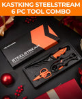 SteelStream 6pc Fishing Tool Kit With Corrosion Resistant Pliers Fillet Knife Floating Lip Gripper in gift packaging