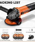 4 1/2 Inch Angle Grinder 850W 11,000 RPM High Torque Electric Grinder with auxiliary handle and wheel attachments shown