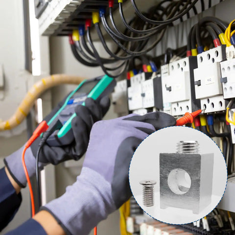 Four Piece Neutral Lug Kit With 4-2/0 Aluminum Ground Lugs for secure wiring connections, shown in electrical panel installation.