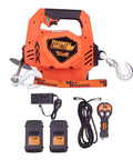 Rhino Pull 1000 Portable Electric Winch With 39 Feet of Synthetic Rope, Lifts or Pulls Up to 1000 Pounds, Dual Remote Control