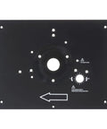 Heavy Duty Aluminum Router Table Insert Plate With Dual Snap Lock Rings For Custom Built Workbenches top view with adjustment markings