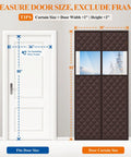 Magnetic Thermal Door Curtain With Perspective Window 36 By 80 Inches Oxford Fabric With Thick Cotton Fill Draft Busting Insulation