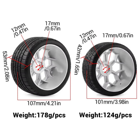 ARRMA 1/7 Scale RC Car Felony Infraction 6S RWD Upgrade Tire Set 2 Pieces Front And Rear 17mm Hex Wheels White details