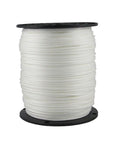 Multipurpose One Eighth Inch White Polyester Rope With Solid Braid Dacron Utility Cord 1000 Ft Spool on black reel