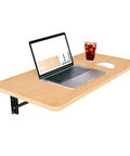 Wall Mounted Folding Table For Garage And Laundry Room Use, Handy Home Wall Desk And Folding Workbench, Space Saver That Handles Up To 100 Lbs, Solid Wall Mount Only, 15.7 By 31.5 Inches, Easy Fold Down Surface with laptop and drink