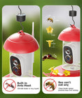 Hummingbird Feeder With Camera For Outdoors Solar Powered 2K Live Video AI Bird ID Ant Guard Base Bee Proof With 3 Feeding Ports