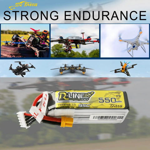 R Line 550mAh 4S 14.8V 95C Lipo Battery Pack with XT30 Plug for FPV Racing Quad Copter, strong endurance