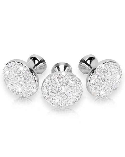 4 Pack Bling Cabinet Knobs Round Crystal 30mm White With Screw ABS Material Sparkling Decoration Drawer Pulls