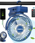 Clip On Fan With 12000mAh Battery All Day Portable Desk Fan USB Rechargeable with LED lights, remote control, and clip mount