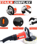 7 Inch Variable Speed Polisher Pro With 12 Amp Motor And 1200 Watt Output, 6 Speed Settings, Details Display.