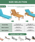 Size selection guide for Chaise Lounge Cushions Outdoor Set Of 2 With Removable Covers Waterproof And Fade Resistant Sun Lounger Cushions For Pool Deck And Lawn 72 X 21 X 3 Inches Teal Comfy 28D High Density Foam on various chair types