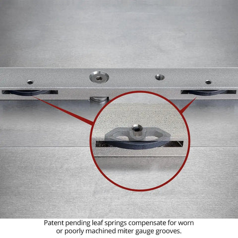 Close-up of adjustable fence on StealthStop Miter Sled With Drop Zone For Unmatched Accuracy And Versatility In Cross Cut Sled Setup
