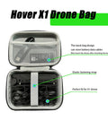Open view of Hover Air X1 Self Flying Drone Hard Carrying Case With Strap Lanyard Waterproof Protective Cover Leather Synthetic Interior