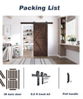 Brown Barn Door 36 Inch By 84 Inch With Six Point Six Foot Barn Door Hardware Track Kit And Handle Included installed