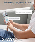 Person using smartphone demonstrating two-way audio feature of 5MP Solar Outdoor Security Camera Kit With Wireless Spotlight Night Vision.