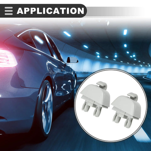 Sun Visor Clip Retainer Replacement For VW Passat 2012-2015 And Audi A6 A7 A8 Models Plastic Gray 2 Pack shown next to car