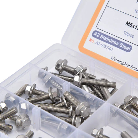 70 Piece M5 Bolt Assortment Kit With Hex Socket Head Cap And Flange Bolts In Stainless Steel 304 For Heavy Duty Fastening And DIY Projects