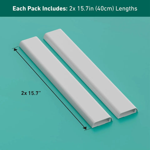 Slick Low Profile TV Wall Mount Cord Hider, Paintable Self Adhesive Cable Raceway, two 15.7in lengths displayed.