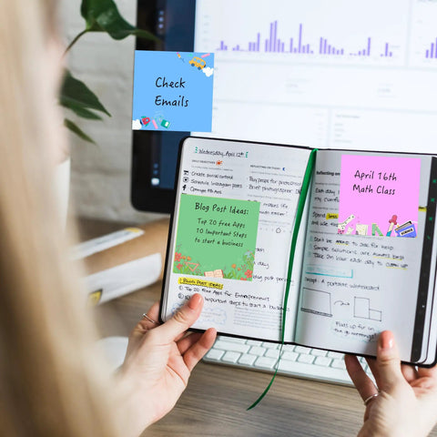 9 Pads Cute Sticky Notes Set 3x3 Self Stick Notepads for Teachers and Office on planner, colorful memos for reminders