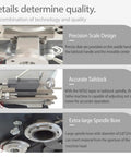 Jaryannix 7X12 Inch Mini Metal Benchtop Lathe With Variable Speed Control Digital Display 600W Brushless Motor precision scale design, tailstock details, spindle bore