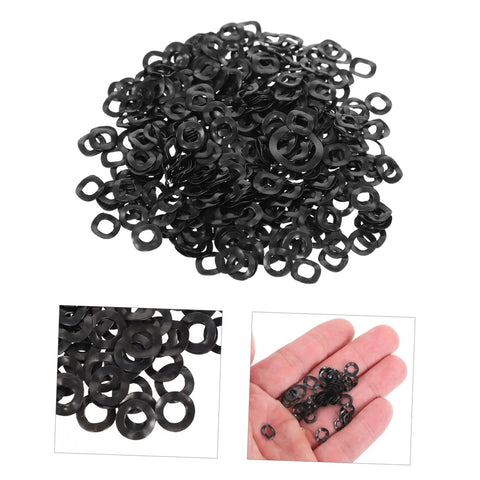 Beefy Workhorse Wave Washer Set For Tight Load Bearings 3 Piece Kit Includes Compression Wave Washers Grommet And Rubber Grommet Washers For Auto Home And Shop Use, black washers in hand