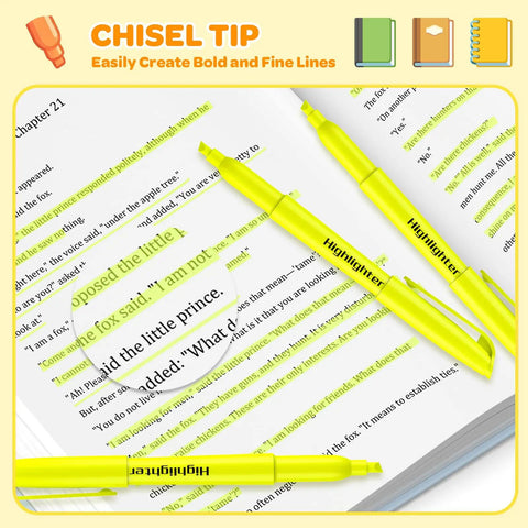 Bulk 48 Pack Yellow Highlighters With Chisel Tip And Quick Dry Ink No Bleed Through For Studying Notes Back To School Office Supplies