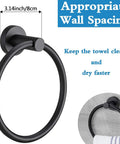 Matte Black Towel Ring For Bathroom And Kitchen Wall Mount, Heavy-Duty Stainless Steel Towel Holder with wall spacing diagram