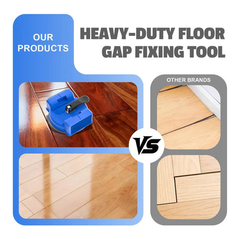 Dual-Side Floor Gap Fixer Tool Set With Vacuum Suction shown on hardwood floor compared to other brands' results