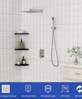 Dcolora 10 Inch Rain Shower System with Handheld Shower featuring 12 inch square top spray and 304 stainless body.