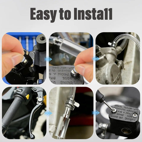 Brake Bleeder Kit For Cars And Motorbikes With 1L Bleeder Bottle 2 One Way Check Valves 60ml Syringe 19 Inch Hose Clamps Adapters