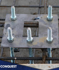 Type 304 Stainless Steel Threaded Rod 7/8-9 X 18 Inches 2-Pack Coarse Threaded All-Thread Rods For Industrial And Outdoor Use Great For Beefy Heavy Duty Mounts Supports Fencing Construction Projects And DIY Builds, installed in steel plate