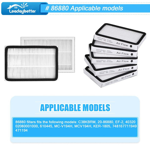 5 Pack HEPA Vacuum Filter Set For Kenmore EF-2 86880 Exhaust Vacuum, stack of filters and single filter displayed