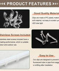 U Clip Tube Light Holder Bracket Set For LED Fluorescent Tubes, Plastic Pipe Clamps With Screws For No Fuss Ceiling Or Wall Mounts