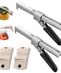 Four Piece Adjustable Jar Opener Set With Gripper And Mason Jar Lid Openers For Arthritis Relief Stainless Steel Can Opener With Vacuum Seal Release