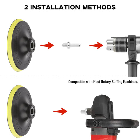 Water Grit Sandpaper Kit with 5 Inch Backing Pad installation methods for rotary buffing machines.