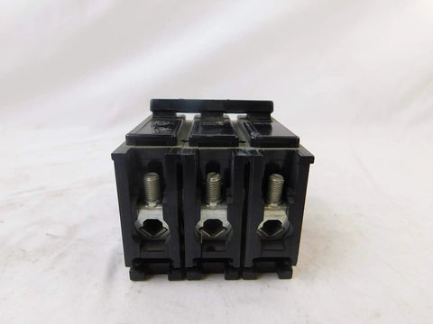 BR Type Plug-On Mount 3-Pole 40 Amp 240V AC Circuit Breaker front view showing terminals for panels and load centers