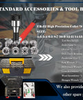 Built Tough Benchtop Mill Drill Press With Dead On Accurate 3 Axis DRO And Smooth X Axis Power Feed tool accessories including ER-32 collets.