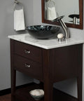 Tartaruga Dope Round Glass Vessel Sink Hand Painted Black And Silver Tempered Glass for above counter bathroom install on a vanity
