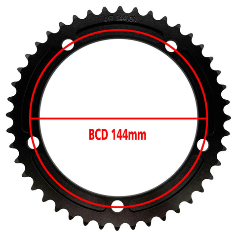 144 BCD Single Speed Chainring For 7 8 9 10 11 12 Speed Bikes, 44T, 7075 Aluminum Alloy, Anodized Black