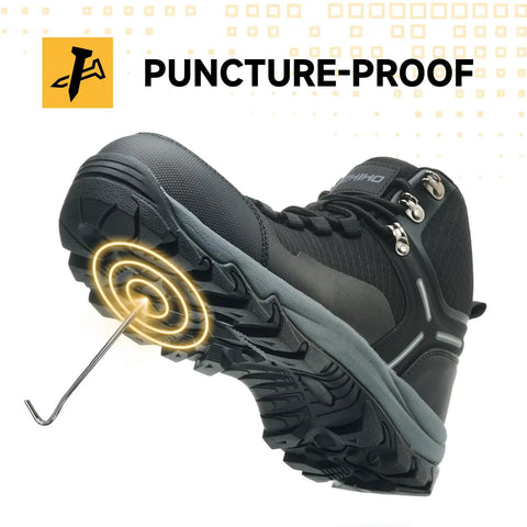 Waterproof Steel Toe Boots For Women Wide Width Non Slip Work Boots Lightweight Slip Resistant Safety Shoes Built To Handle Tough Jobs Real Safety And All Day Comfort showing puncture-proof sole with steel rod