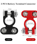 Beefy Battery Terminal Connectors With Anticorrosion Washers And Color Coded Top Post Clamps, black and red, 2 pcs, 37mm size.