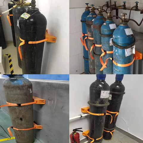 Wall Mounted Oxygen Cylinder Rack With Adjustable Design, 39 Inch Strap And 2 Screws, Heavy Duty ABS Gas Cylinder Organizer