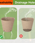 Bulk 130 Pack Organic Peat Pots 3 Inch Top Opening Plant Starter Pots With Drainage Holes comparison showing proper drainage.