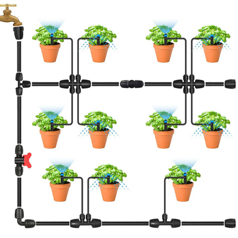 Six Pack Half Inch Drip Irrigation Tee Connectors Barbed Lock Fittings for Half Inch Tubing Leak-Proof 3-Way Coupler Setup